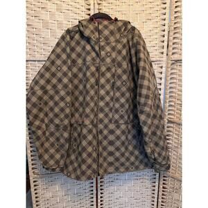 Burton Phantom Snowboarding Hooded Jacket Brown Tan 2 Tone Checkered, XL